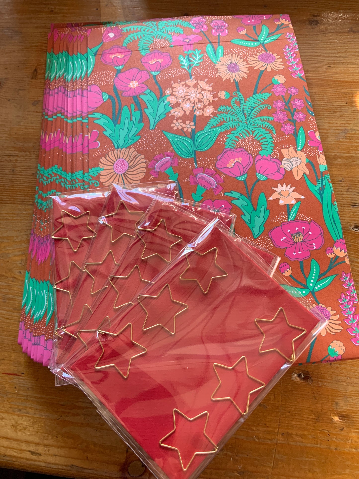 DIY Block Beutel Tüten Blumen, 24 Stk plus 24 Sternklammern, 17 auf 25 cm.