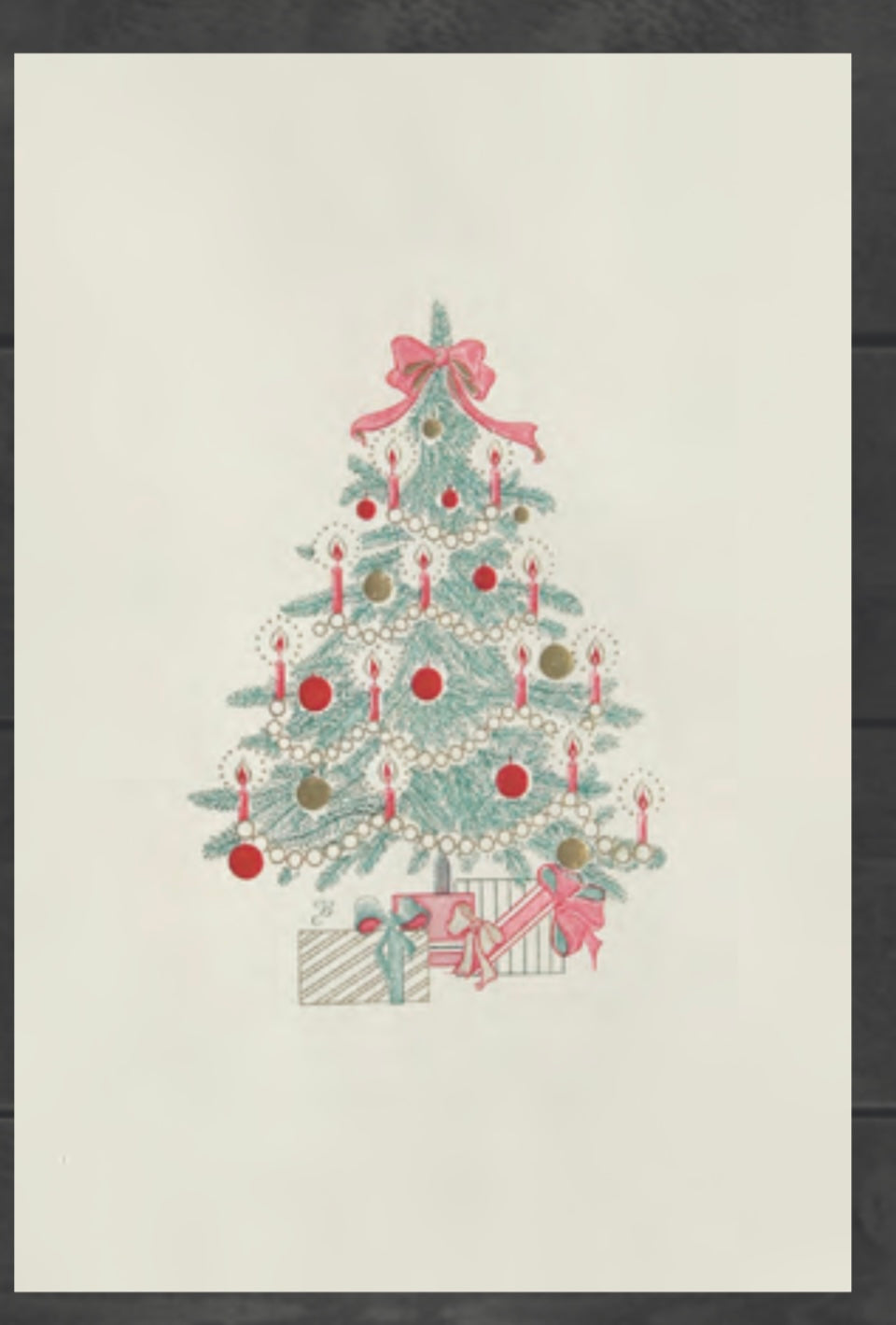 Stahlstichkarte Geschenke unterm Baum