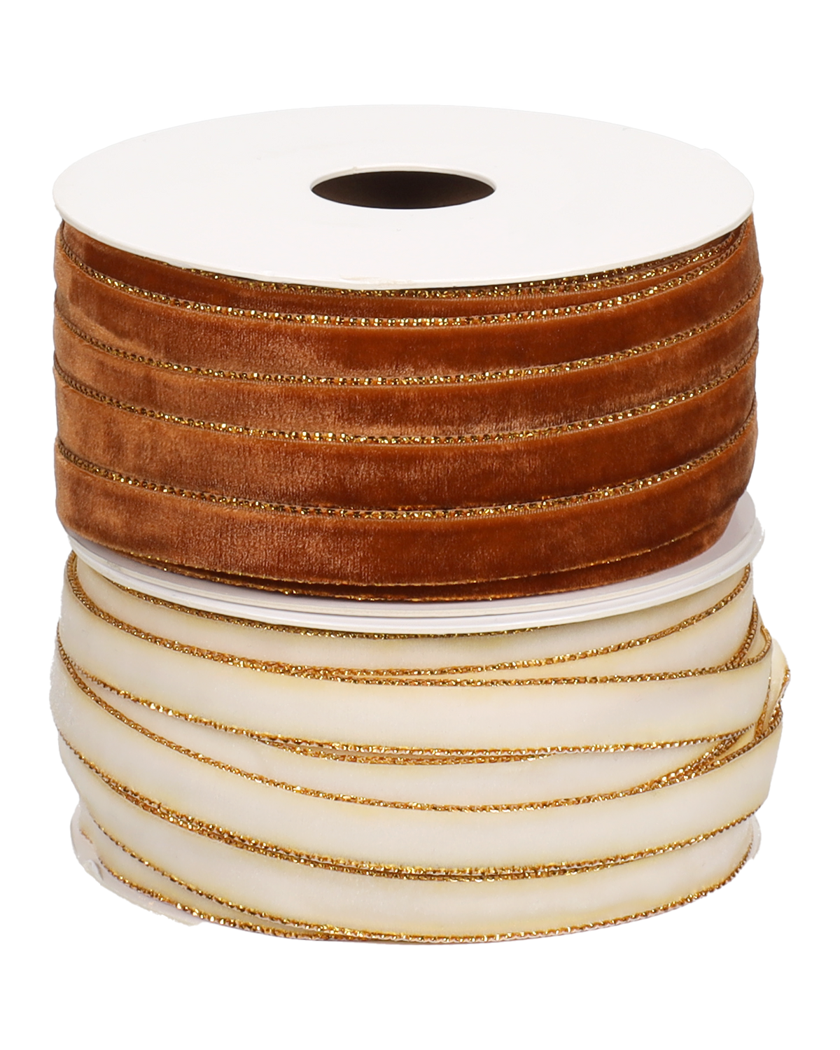 Samtband Creme Gold, 20m Rolle, 9mm breit
