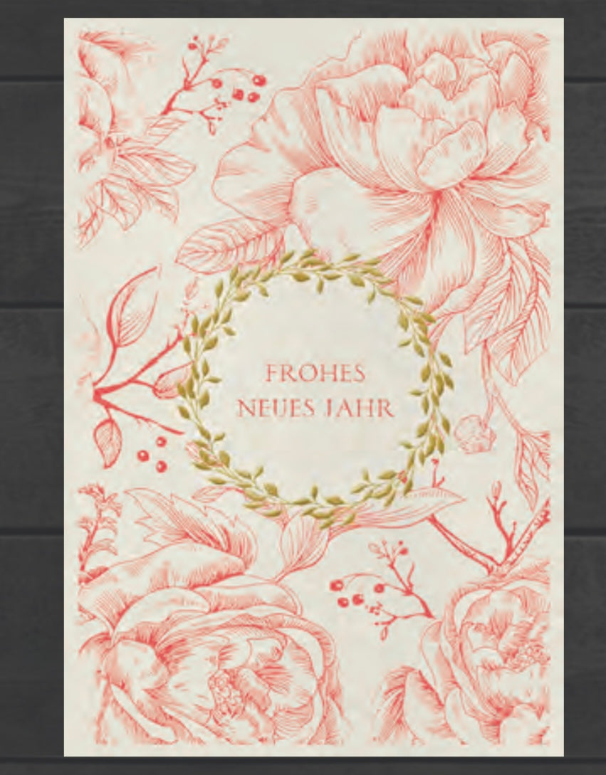 Frohes Neues Jahr Karte rosa/rot