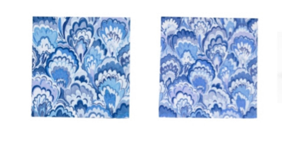 Serviettenset Pfauenkamm blau