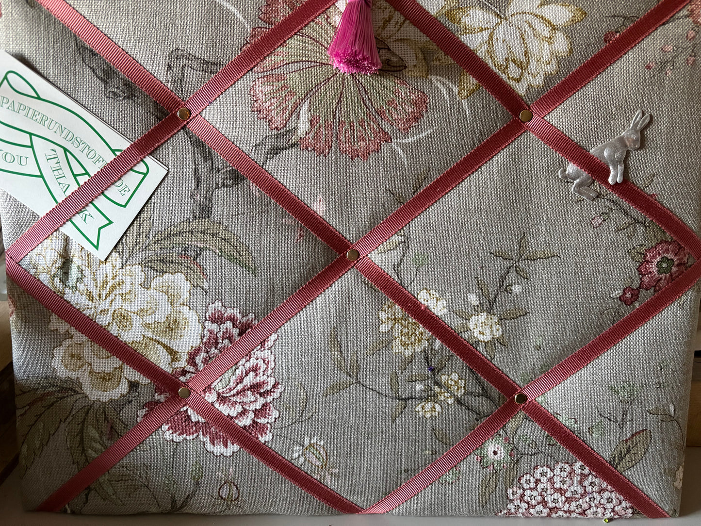 Memoboard,Pinboard 45cm auf 35 cm, quer,Greige Flower Power