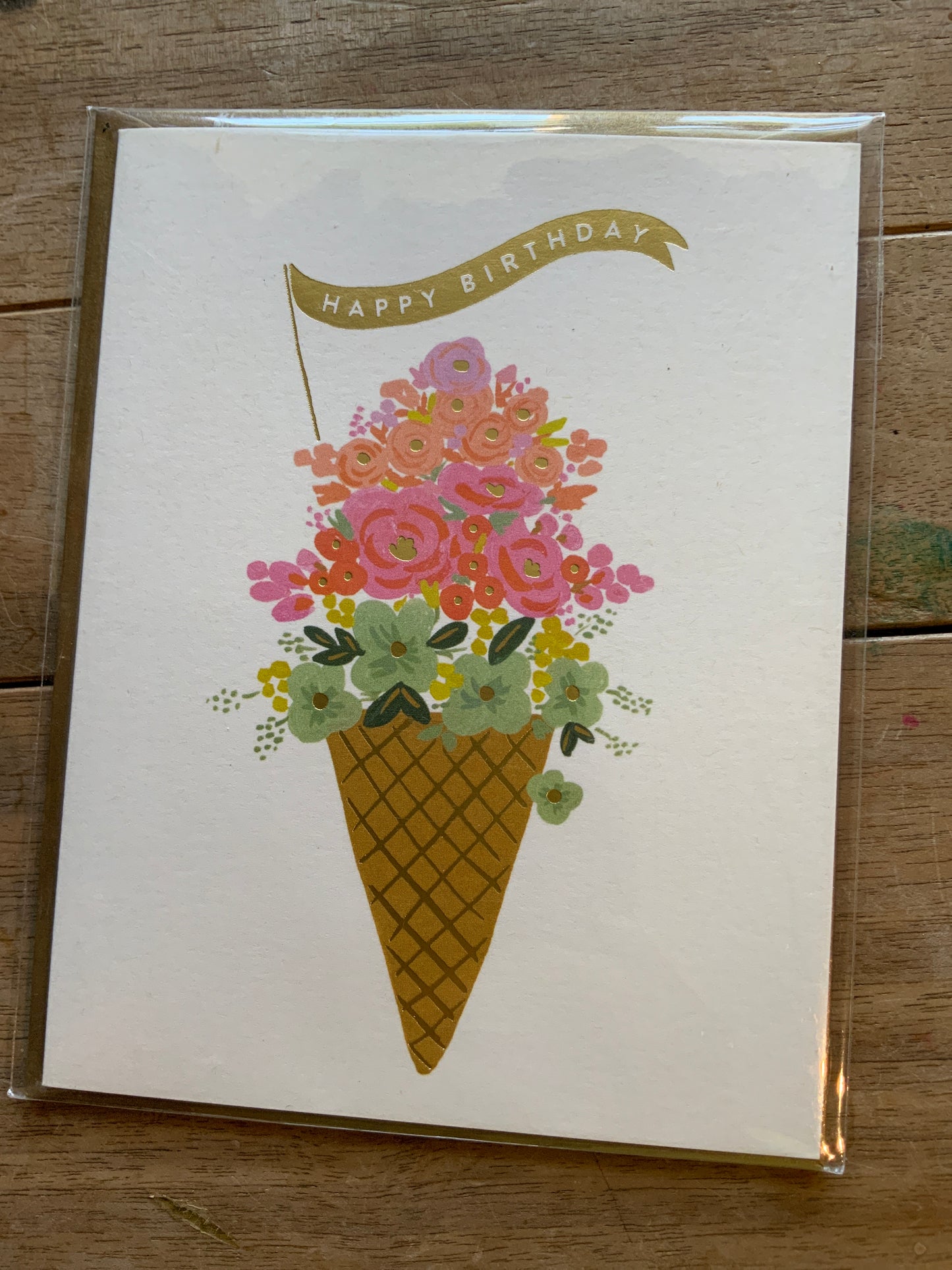 Karte Happy Birthday Blumen-Eis