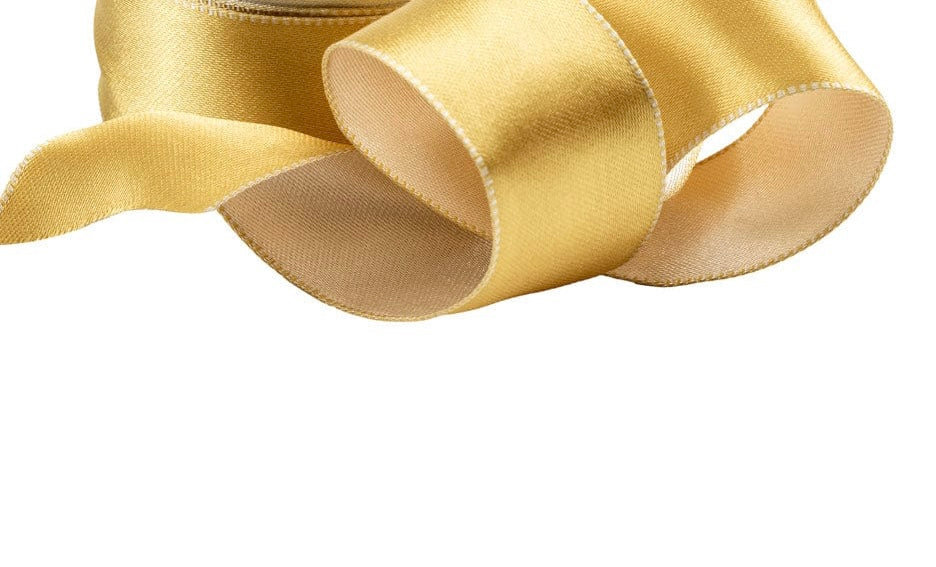 Gold /Beige Satinbandrolle mit Drahtkante