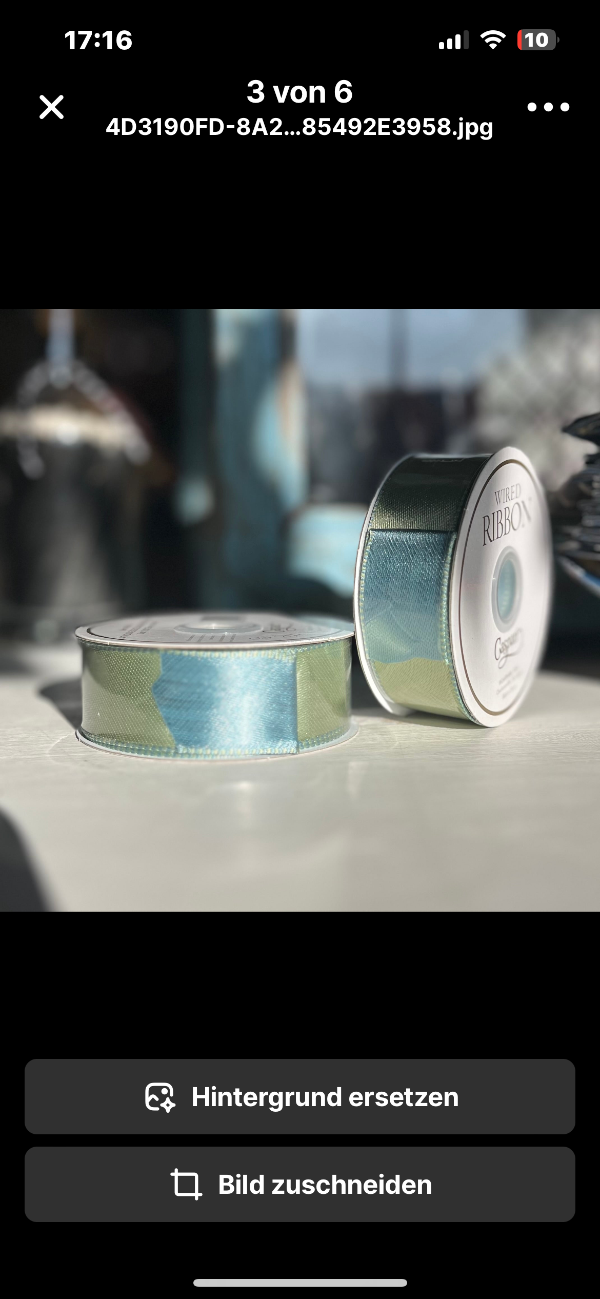 Satinband, zweiseitig, blau /salbei 9m,2,5 cm breit