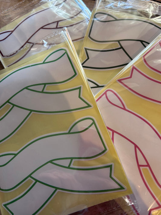 Schleifen Mix XXL,DIY Sticker ca 13cm auf 9 cm, pink,grün,bordeaux, dkl grün,Set 8Stück