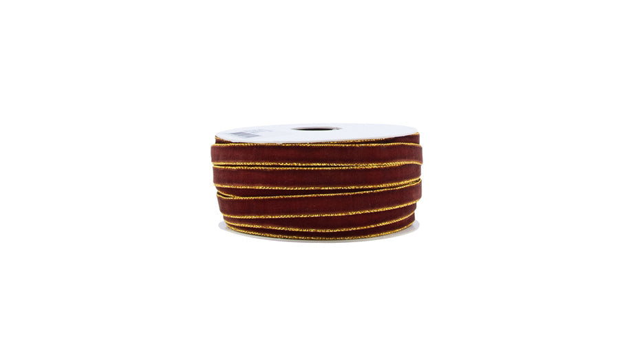 Samtband Braun Gold, 20 m Rolle, 9mm breit