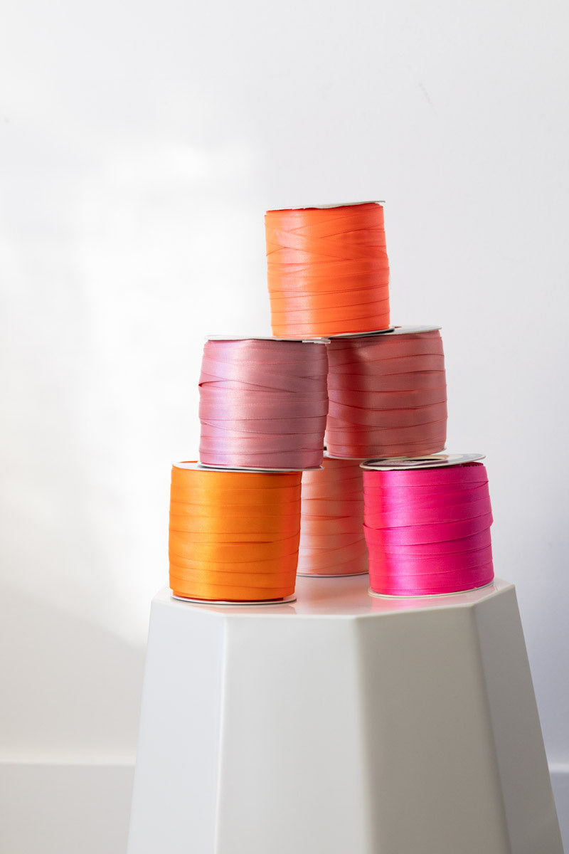 Satinband Set rot/rosa, 8 m, 10 mm breit