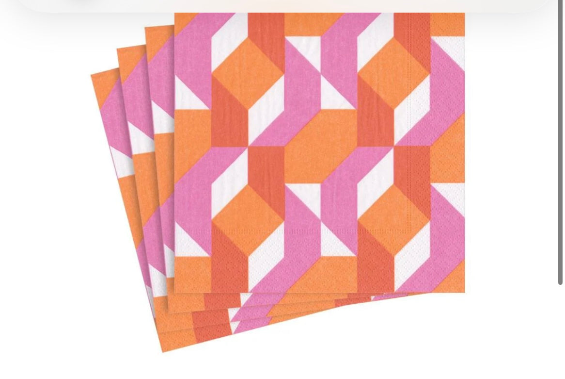 Zickzack pink/orange Cocktail Servietten