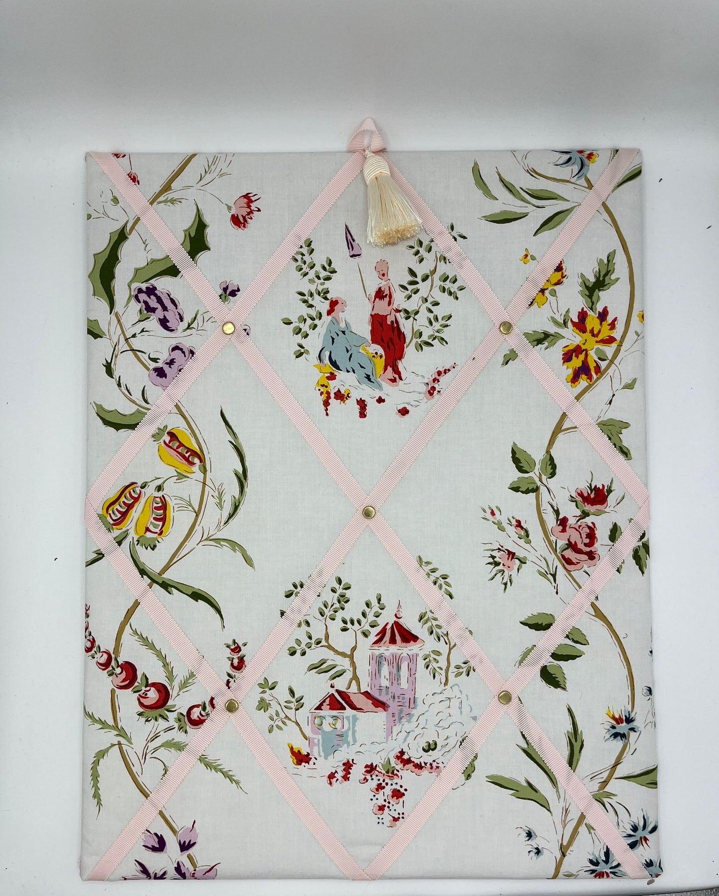 Pinnboard Toile de Jouy weiß