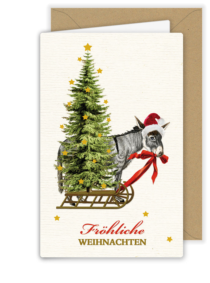 Fröhliche Weihnachten Esel Kärtchen
