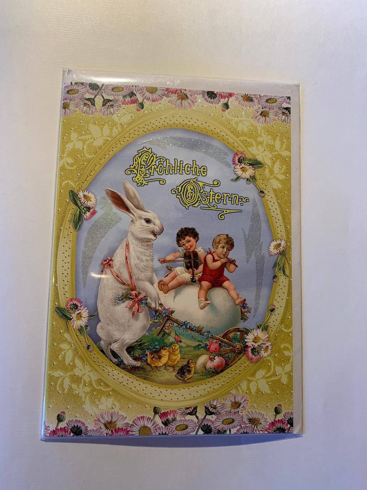 Fröhliche Ostern Gänseblümchen Karte