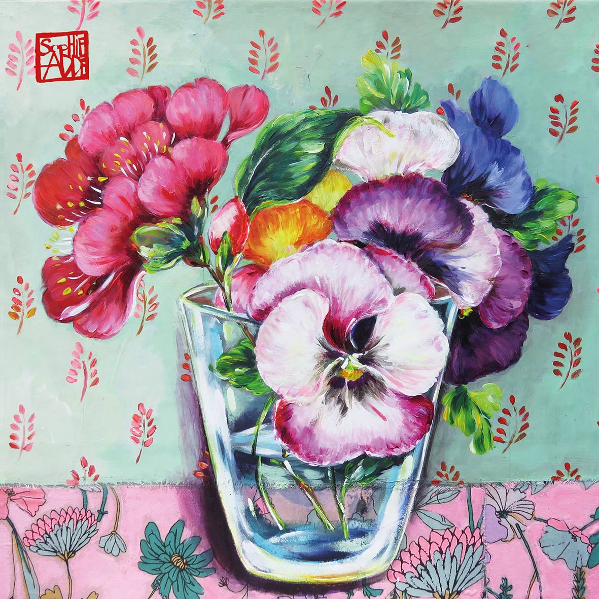 Veilchen Vase Servietten