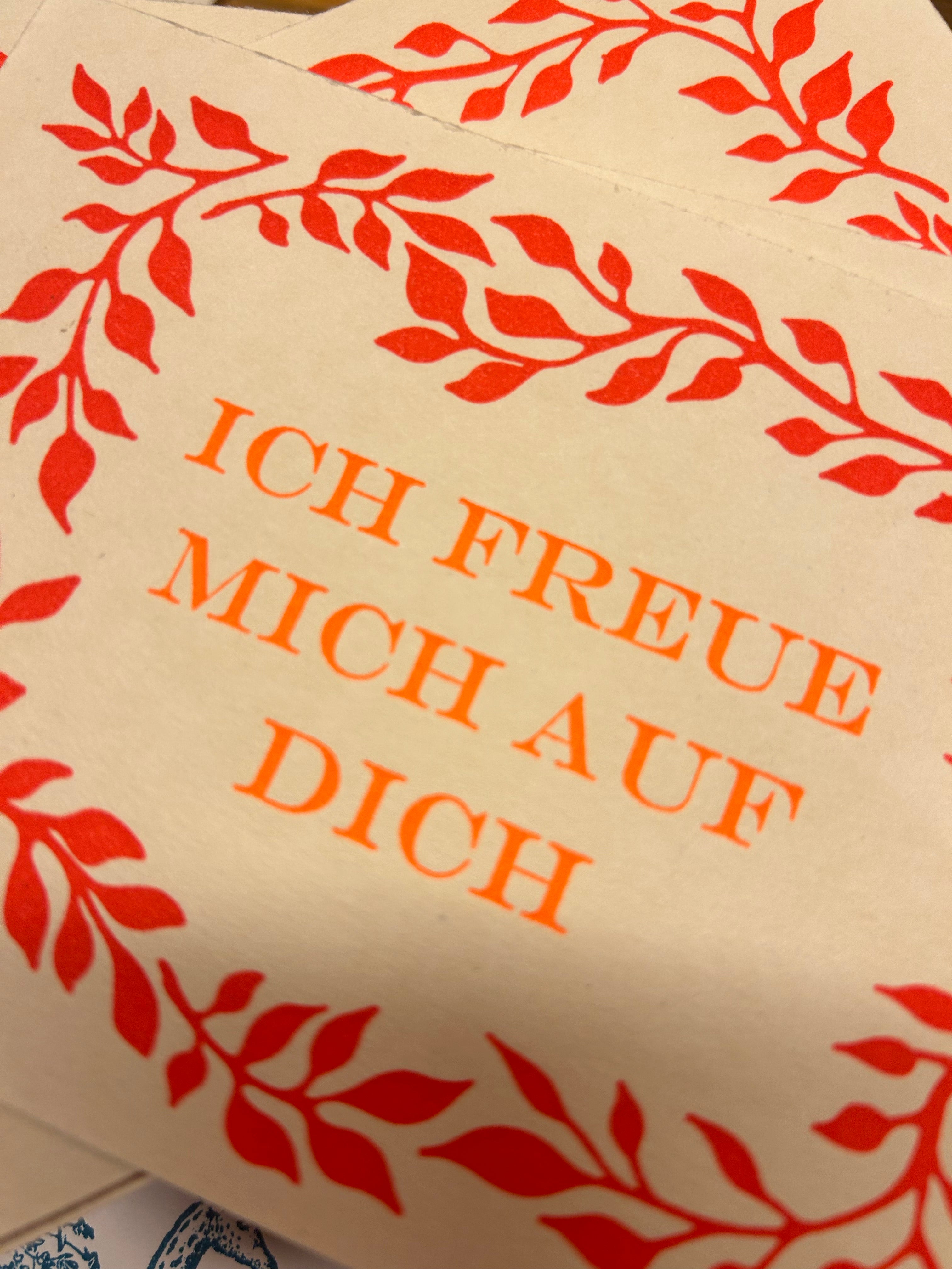 Ich freue mich auf Dich Karte – papierundstoffe