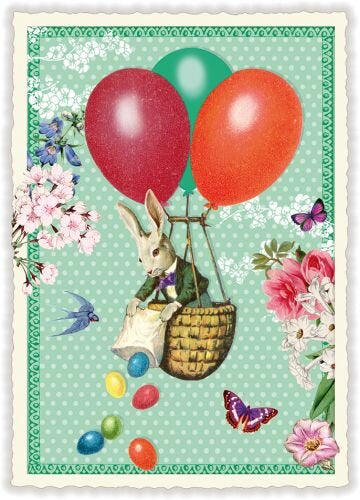 Luftballon Osterhasen Karte