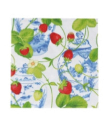 Servietten Lunch size Vasen mit Erdbeeren