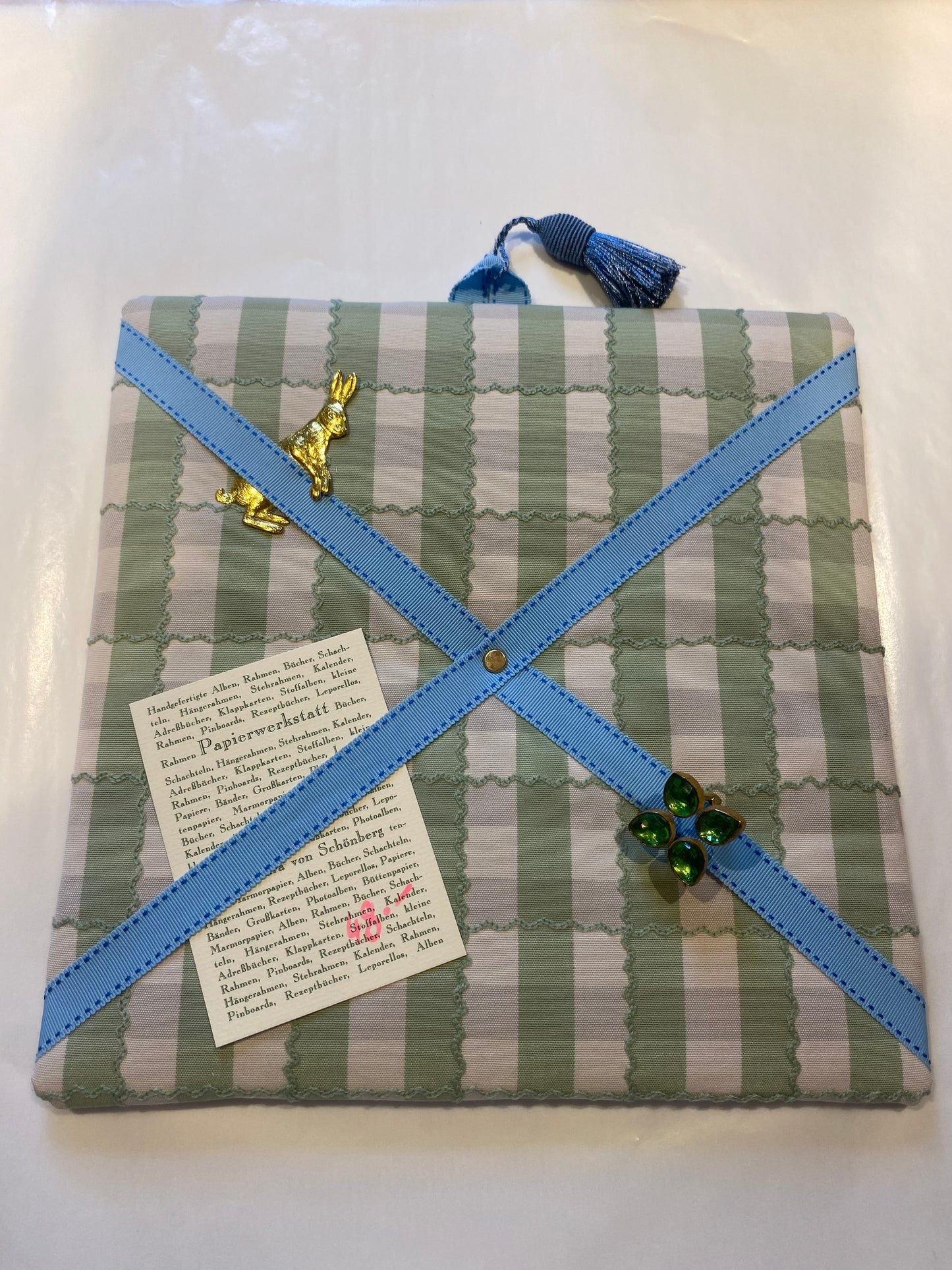 Zettelboard Karo grün, Quadrat