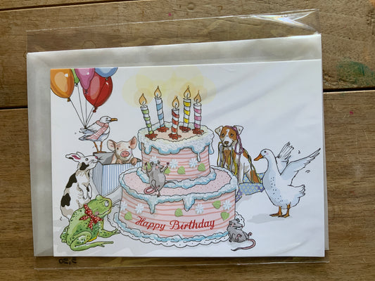 Karte Happy Birthday Tierparty