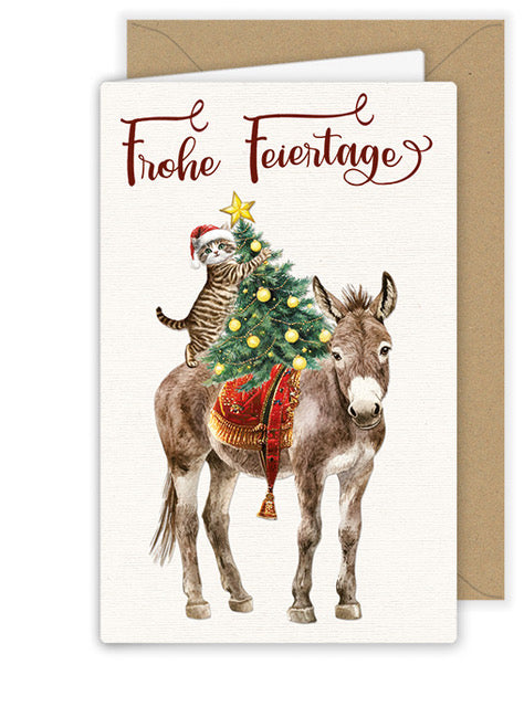 Fröhliche Festtage Esel  Kärtchen