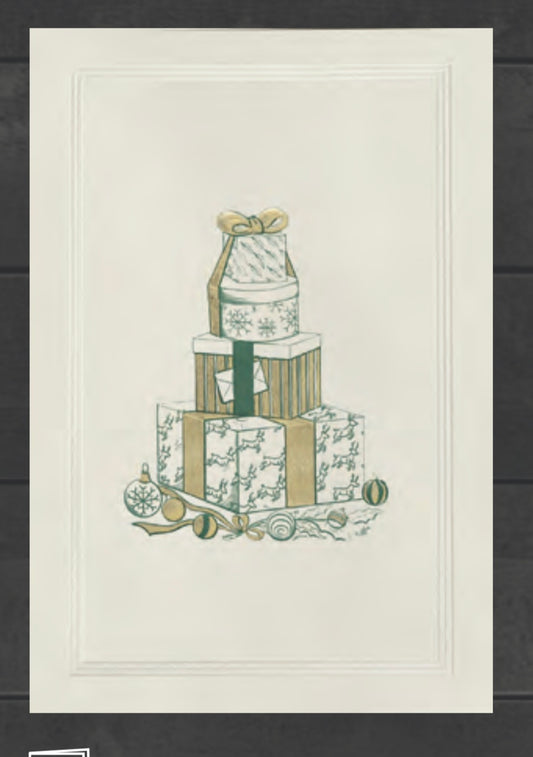 Stahlstichkarte Geschenke grün