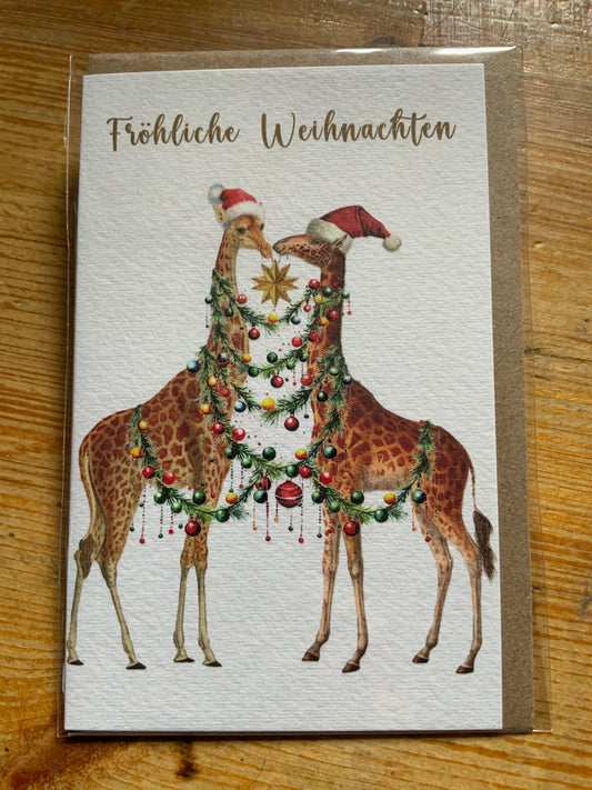 Kärtchen Fröhliche Weihnachten Giraffe