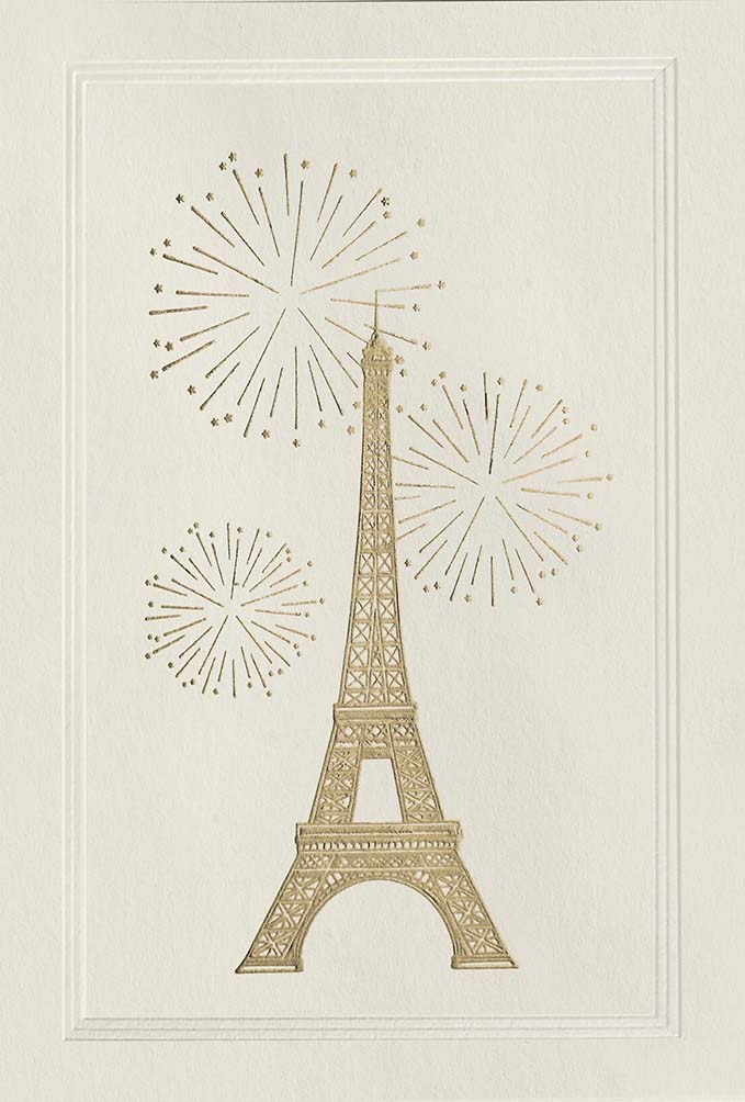 Paris Eiffelturm Stahlstichkarte Creme/Gold Ohhhh Lala