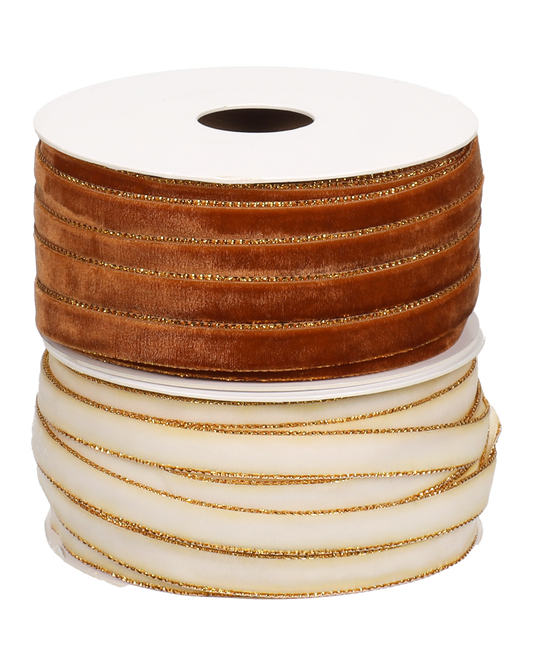 Samtband Siena Gold, 20 m Rolle,9mm breit