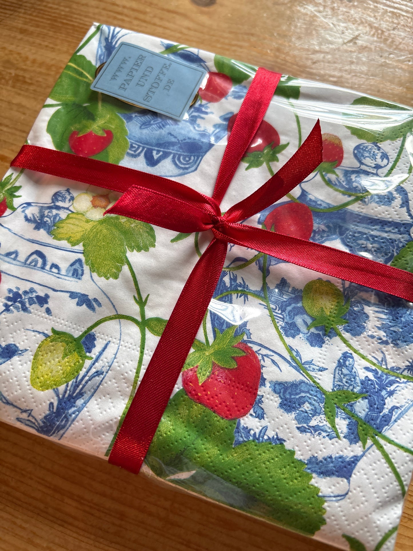 Servietten Lunch size Vasen mit Erdbeeren