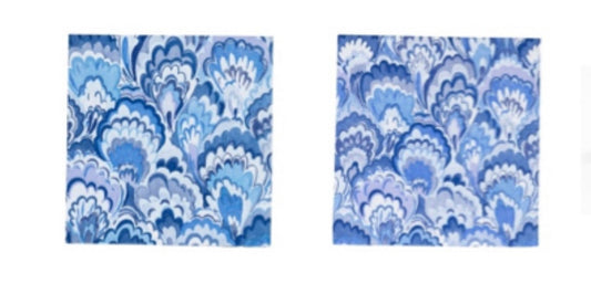 Serviettenset Pfauenkamm blau