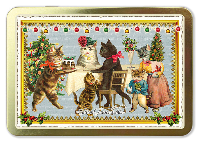 Goldene Postkarten Box Tierweihnacht