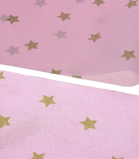 Seidenpapier Rosa Stern 50•70cm,Set 10 Bögen