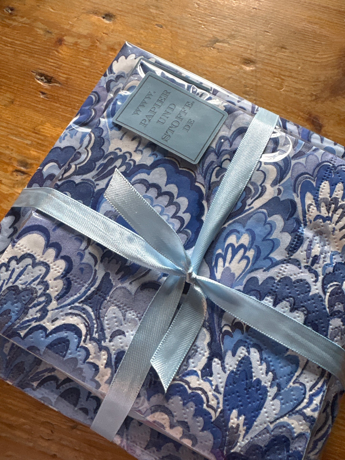 Serviettenset Pfauenkamm blau