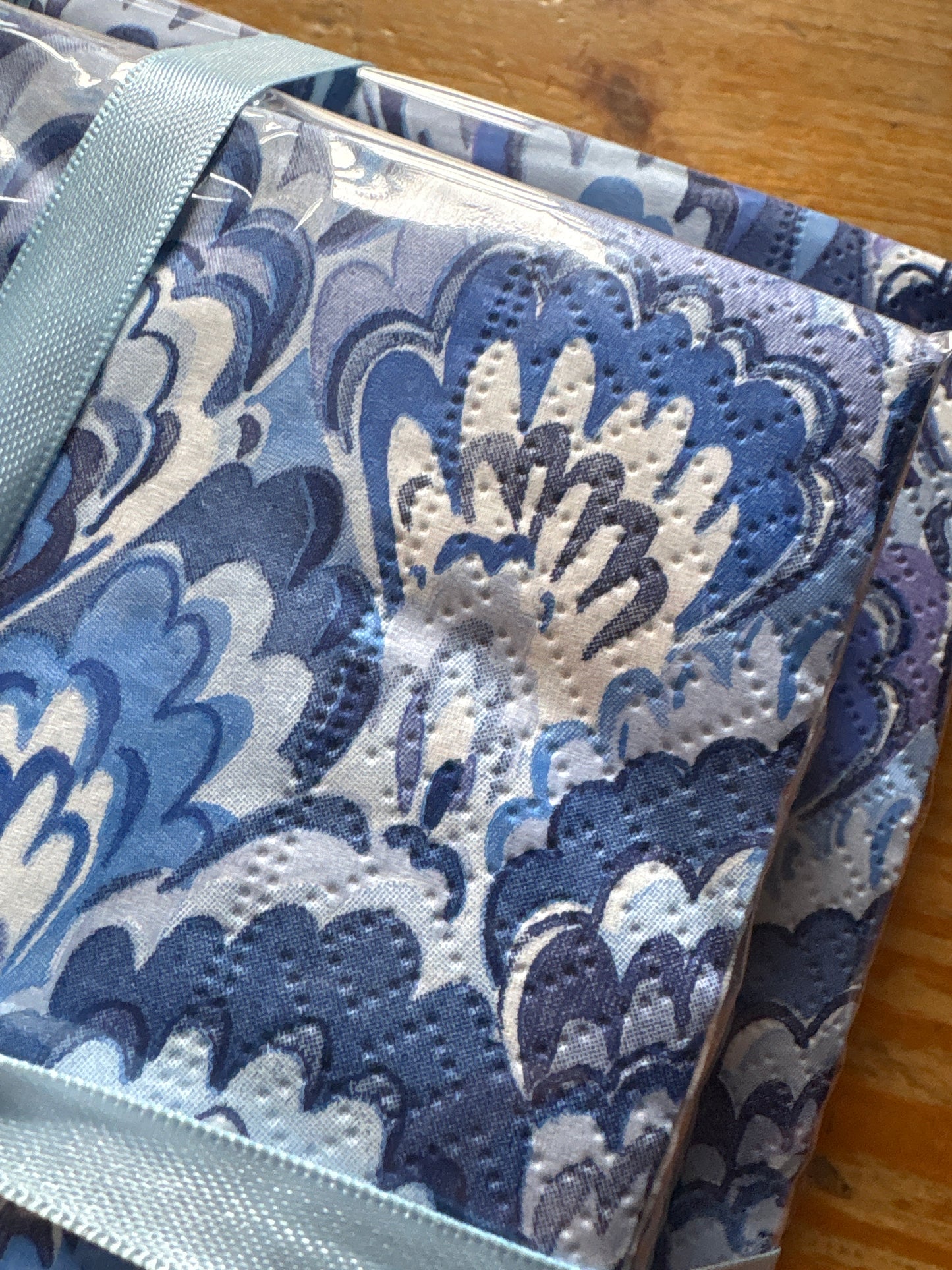 Serviettenset Pfauenkamm blau