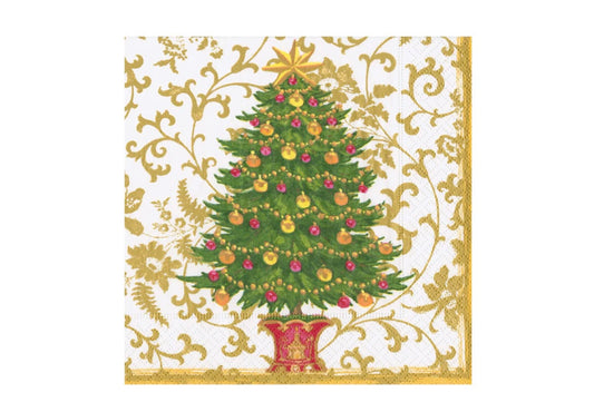 Goldene Weihnachtsbaum Servietten, Lunch Size