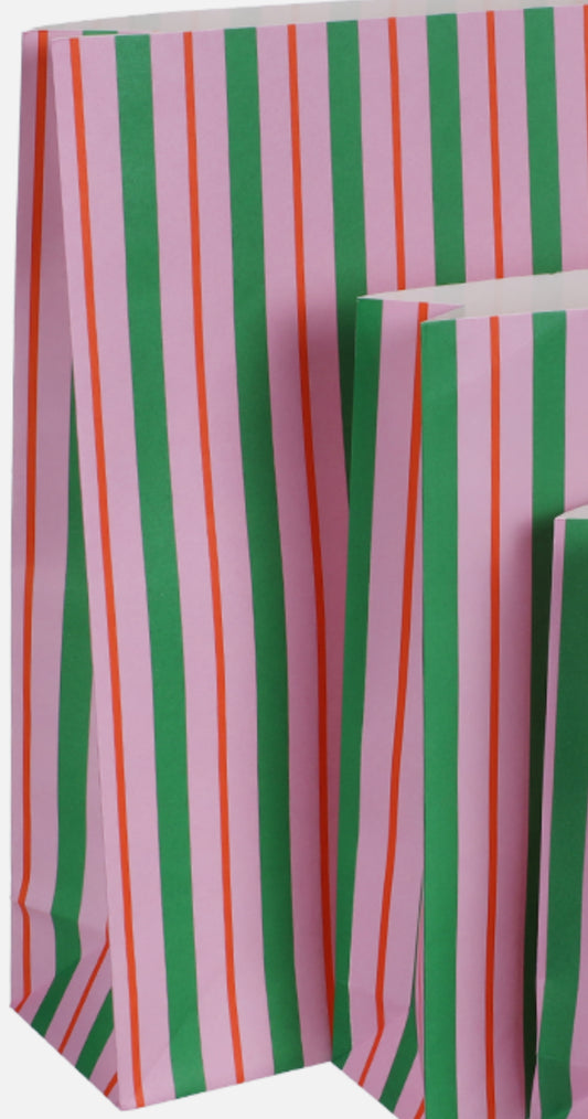 Blockbodenbeutel rosa/grün Frühling, Set 5 Stk 22 auf 8 auf 35cm