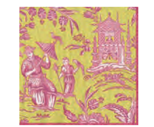 Serviettenset Chinoiserie Pink/Grün