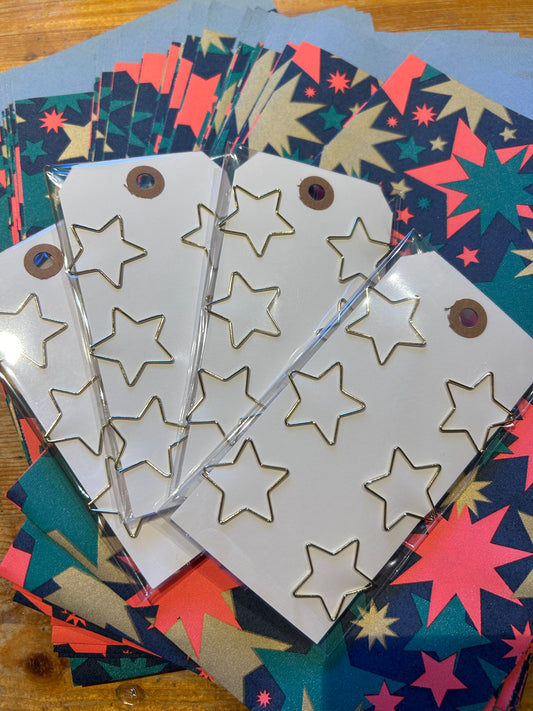 DIY 24 Tüten Sterne plus 24 Sternklammern 17cm auf 25 cm