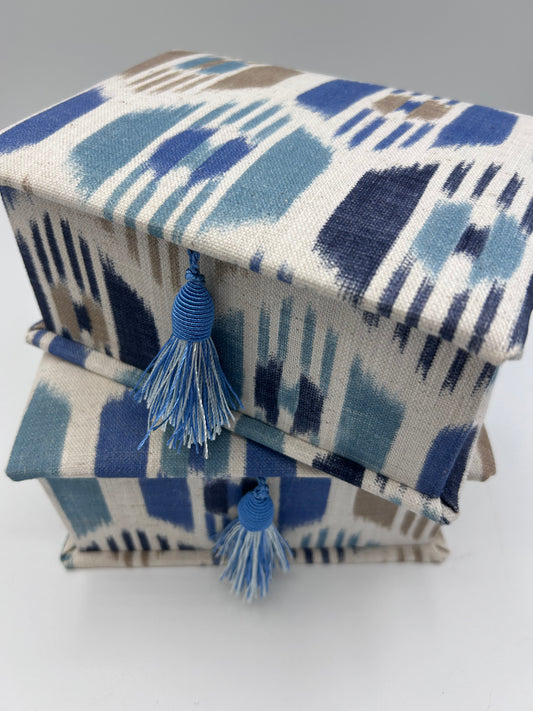 A6 Ikat Schachtel Blau/Beige