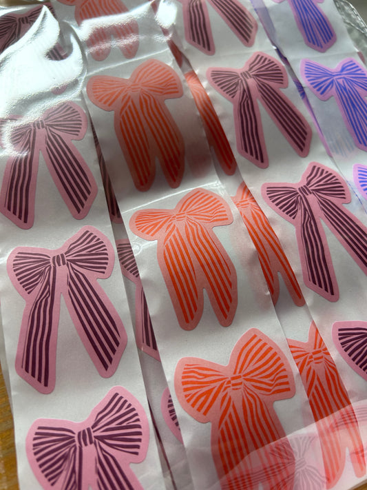 🐇Sticker Schleife Mix, pro Farbe 10 Stk, Set 30 Aufkleber🐇