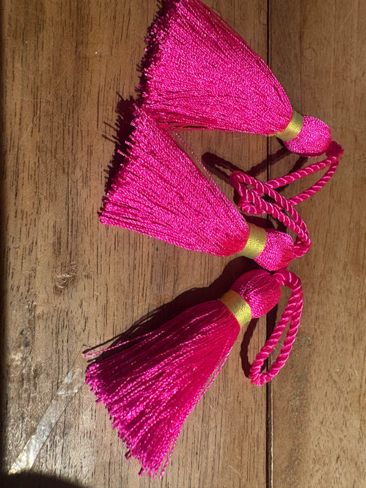 Quaste Neonpink mit Gelb,4 cm
