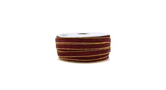 Samtband Braun Gold, 20 m Rolle, 9mm breit