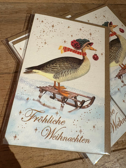 Fröhliche Weihnachten Gans Kärtchen