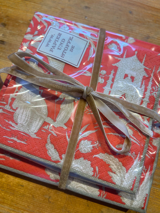 Serviettenset Chinoiserie orange/rot