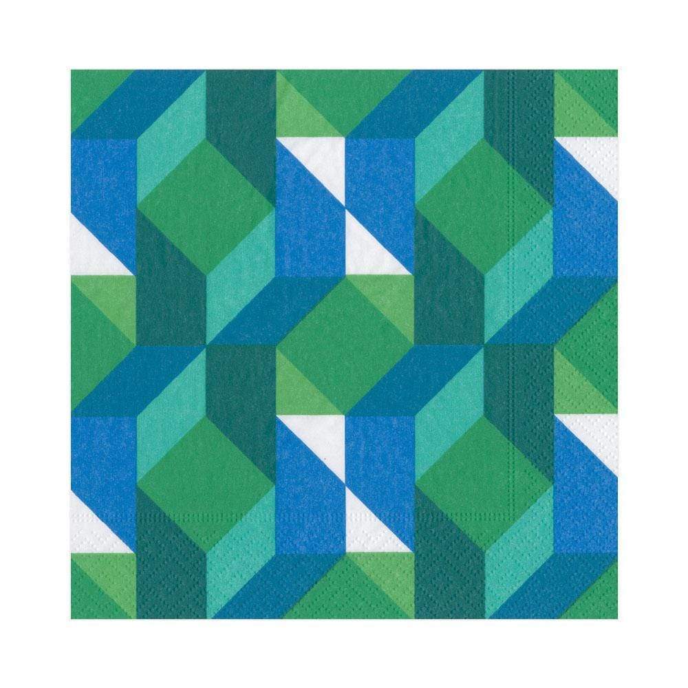 Serviettenset  Zickzack blau grün mit orange pink