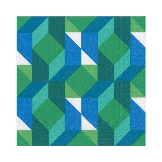 Serviettenset  Zickzack blau grün mit orange pink