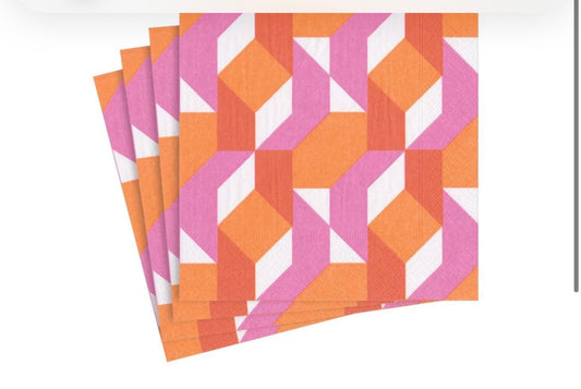 Zickzack pink/orange Cocktail Servietten