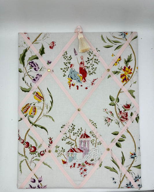 Pinboard Toile de Jouy weiß