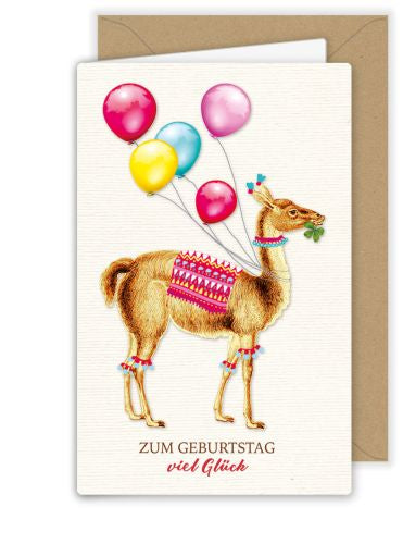 Zum Geburtstag viel Glück Lama Kärtchen