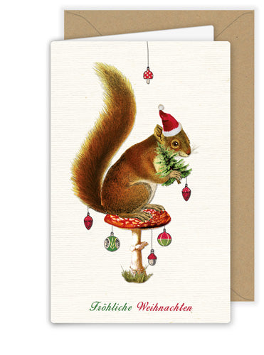 Fröhliche Weihnachten Eichhörnchen Kärtchen