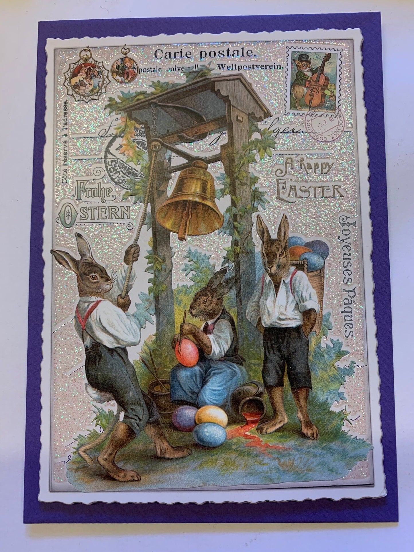 Osterhasen - Glitzer Postkarten